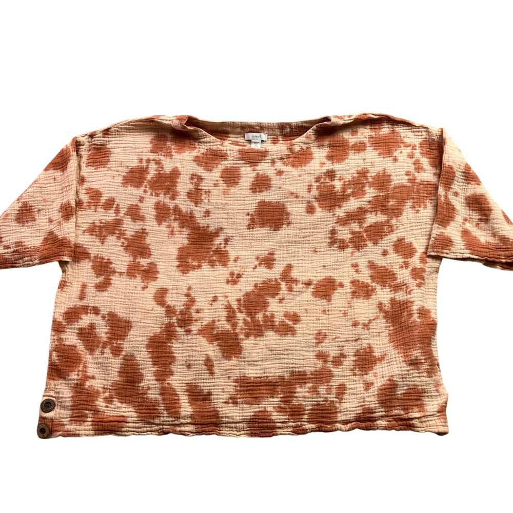 Pure Jill Shirt Womens Medium Petite Tie-Dye Oversized Boxy Mature Boho Festival - Picture 2 of 9